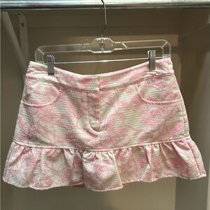 Amanda Uprichard Pink and Cream Mini Skirt